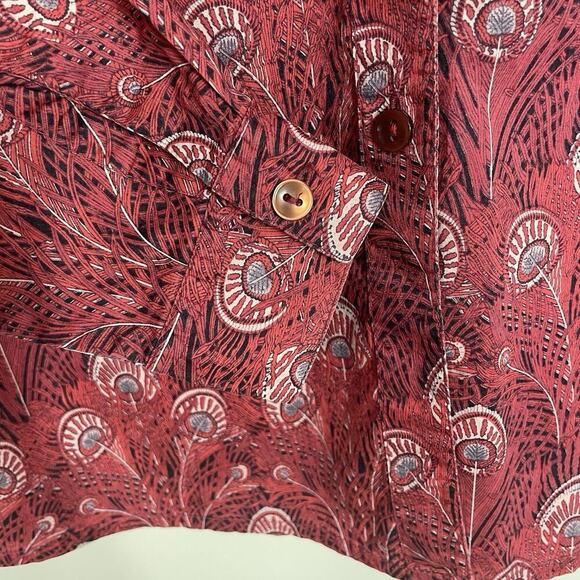 Liberty Of London Blouse Shirt UK 10 (Fits US 4) Red Peacock Feather Classic - Picture 5 of 10